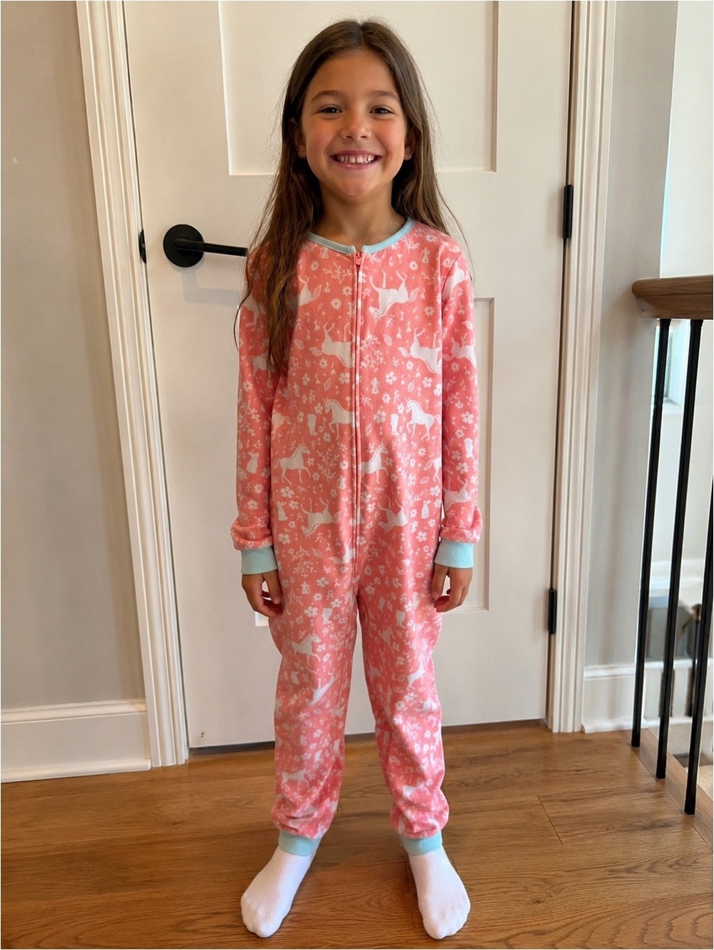 Carter’s Pink Deer Fleece Footless Pajamas Girls Size 10
